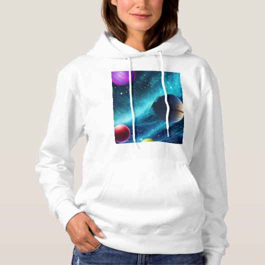 Pull À Capuche Sweatshirt graphique galactique multivers rétro co (Devant)