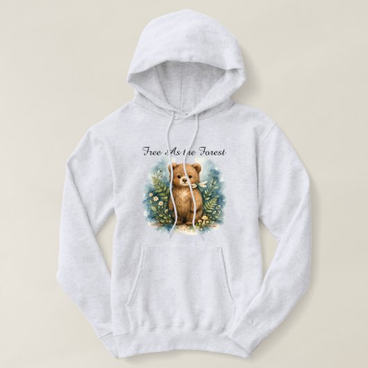 Pull À Capuche Sweatshirt Libre Comme l'Ours de la Forêt - Bois (Design devant)