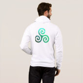 Pull À Capuche Symbole celtique antique Emerald Triskele Blanc (Dos entier)