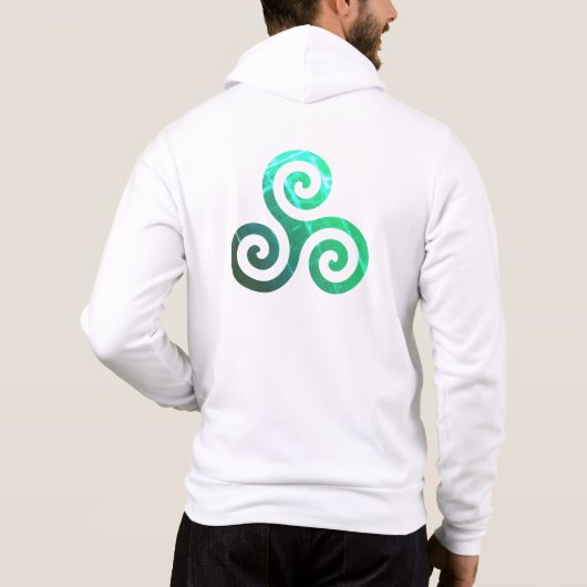 Pull À Capuche Symbole celtique antique Emerald Triskele Blanc (Dos)