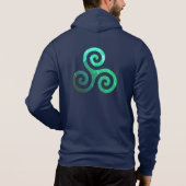 Pull À Capuche Symbole celtique antique Emerald Triskele Marine B (Dos)