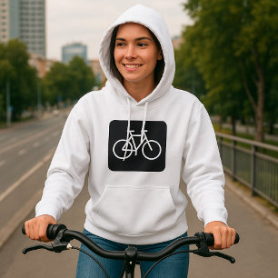 Pull À Capuche Symbole de vélo minimaliste noir et blanc