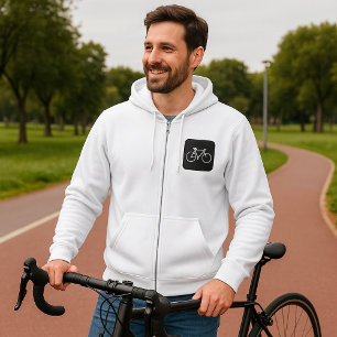 Pull À Capuche Symbole de vélo minimaliste noir et blanc