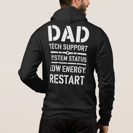 Pull À Capuche Système de support technique Papa Statut Redémarra (Dos)