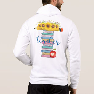 Pull À Capuche T est pour enseignant Floral Pencil Livres personn