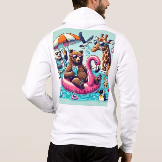 Pull À Capuche T-shirt de fête de la piscine animale" (Dos)