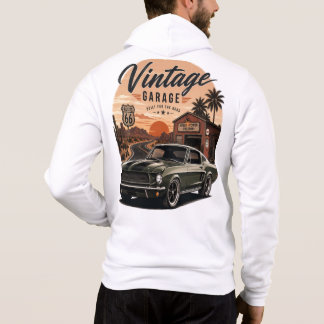 Pull À Capuche T-Shirt graphique Vintage Mustang Route 66 Garage