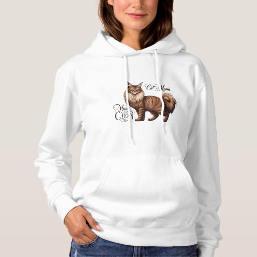 Pull À Capuche T-shirt pour maman de chat Maine Coon fière IV (Devant)