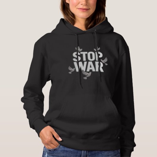 Pull À Capuche T-shirt "STOP WAR" avec plusieurs colombes de la p (Devant)