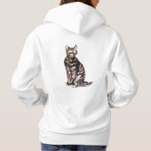 Pull À Capuche Tabby chat sumie aquarelle et peinture à l'encre (Dos)