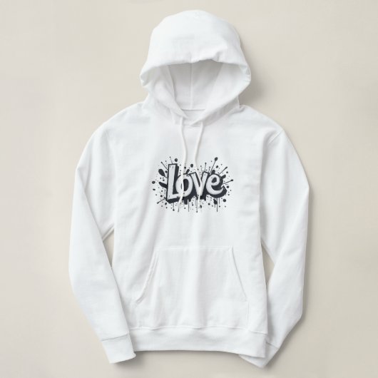 Pull À Capuche Tag d'amour monochrome (Design devant)