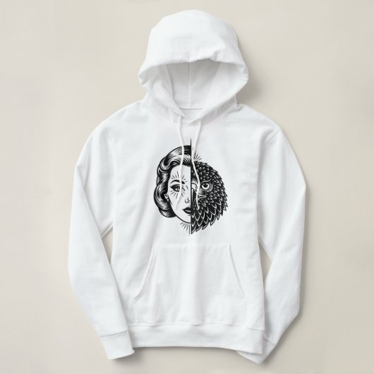 Pull À Capuche Tatouage flash Faucon Femme (Design devant)