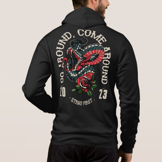 Pull À Capuche Tattoo go around . come around slogan serpent old (Dos)