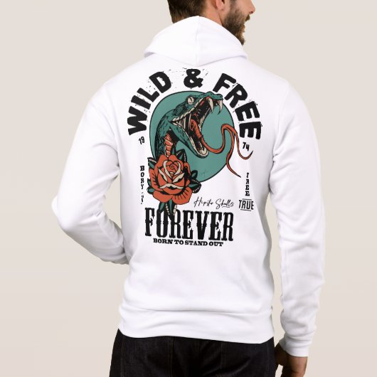 Pull À Capuche Tattoo serpent Wild and free forever born to stand (Dos)