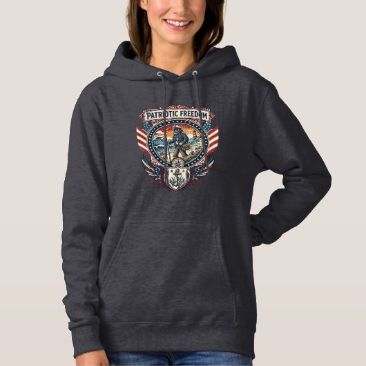 Pull À Capuche Tee-shirt graphique vectoriel Patriotic Beachcombe (Devant)