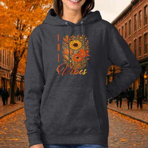 Pull À Capuche Tendance Florale d'Automne - Typographie Moderne e