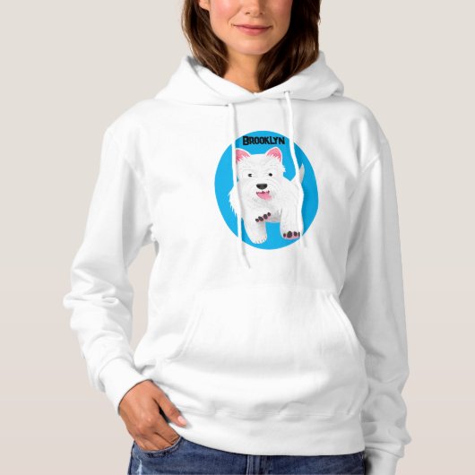Pull À Capuche Tendre cartoon de west highland terrier blanc (Devant)