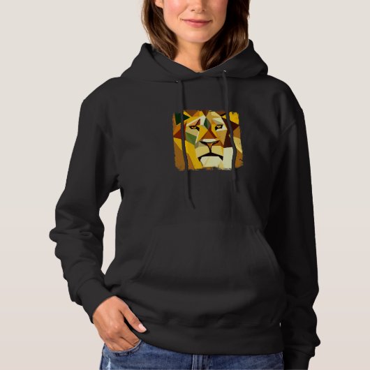 Pull À Capuche Tête de lion Vector Majestic avec oeuvre Cool (Devant)