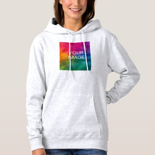 Pull À Capuche Texte client Télécharger Photo Femmes Gris Cendré (Devant)
