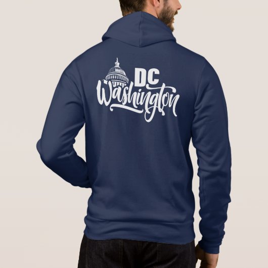 Pull À Capuche Texte personnalisé Washington DC (Dos)