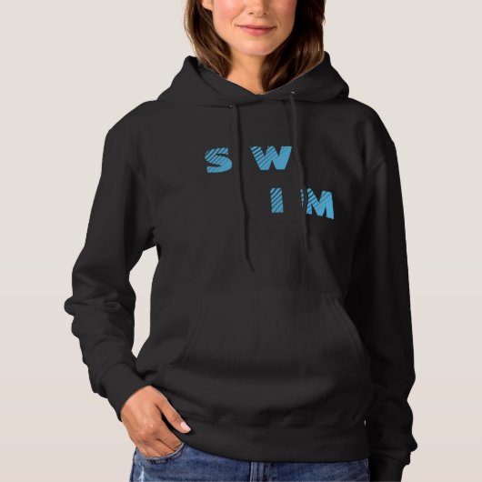 Pull À Capuche Texte typographique moderne bleu nage (Devant)