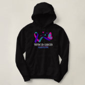 Pull À Capuche Thyroid Cancer Guerrier Papillon Survivant Guerrie (Design devant)