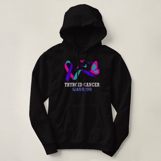 Pull À Capuche Thyroid Cancer Guerrier Papillon Survivant Guerrie (Design devant)