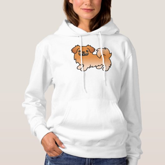 Pull À Capuche Tibétain Spaniel Rouge Chien de Dessin Animé Migno (Devant)