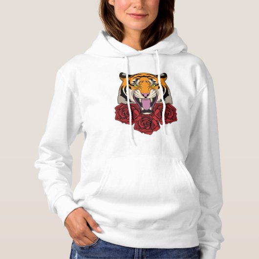 Pull À Capuche Tigre avec Rose (Devant)