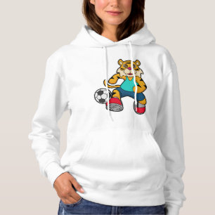 Pull À Capuche Tigre en joueur de football avec balle de football