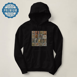 Pull À Capuche Timbre botanique vintage avec fleurs et champignon