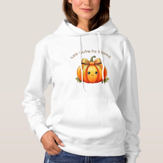 Pull À Capuche Too Cute to Spook – Fun Pumpkin Hoodie (Devant)