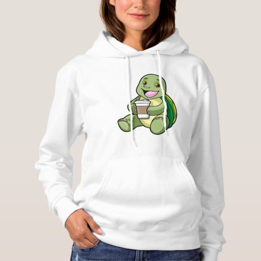 Pull À Capuche Tortue avec Shell & Café à aller (Devant)