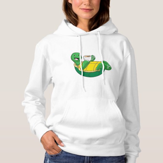 Pull À Capuche Tortue avec tasse de café (Devant)
