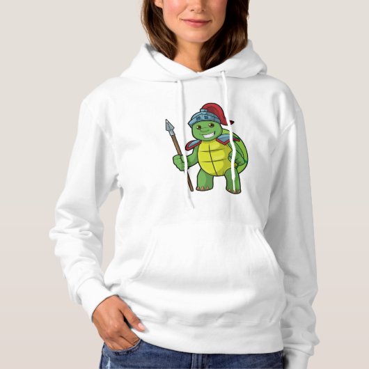 Pull À Capuche Tortue en guerrier avec Spear & Helmet (Devant)