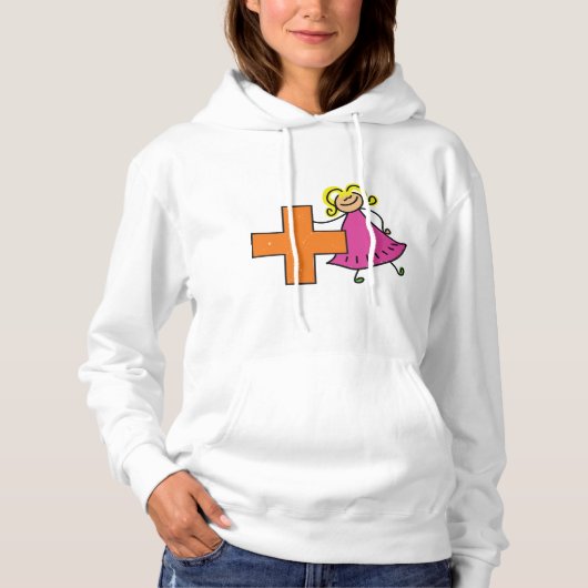 Pull À Capuche Touche mignonne fille avec signe plus (Devant)