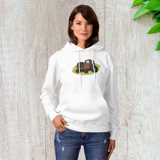 Pull À Capuche Tracteur de ferme de dessin animé marron rustique