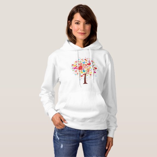 Pull À Capuche Tree With Heart Shaped Leaves Womens Hoodie (Devant entier)