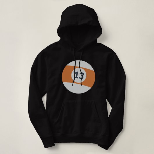 Pull À Capuche Treize Équipe Numéro 13 Lucky Orange Ball Billiard (Design devant)