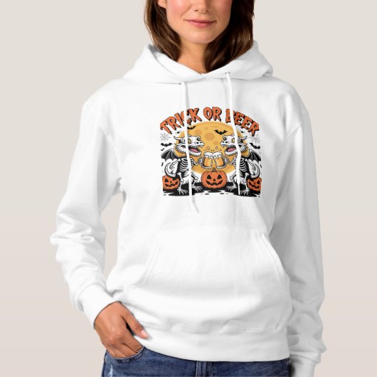 Pull À Capuche Trick ou bière Skeleton Dragons Art (Devant)