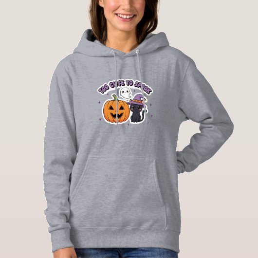 Pull À Capuche Trop mignon pour Halloween effrayant (Devant)