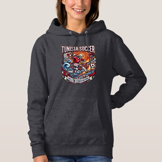 Pull À Capuche Tunisie Football Skeleton Attaquant Nations Premiu (Devant)