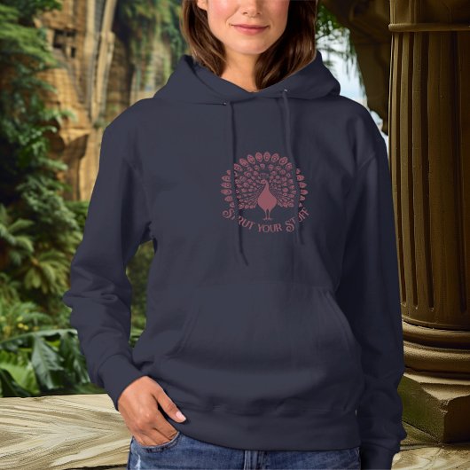 Pull À Capuche Typographie Art Nouveau de paon Graphique Déclarat