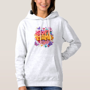 Pull À Capuche Typographie Douce Maman Kawaii