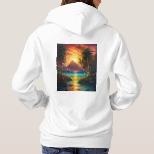 Pull À Capuche Ultra Realistic Polynesian Fantasy Painting (Dos)