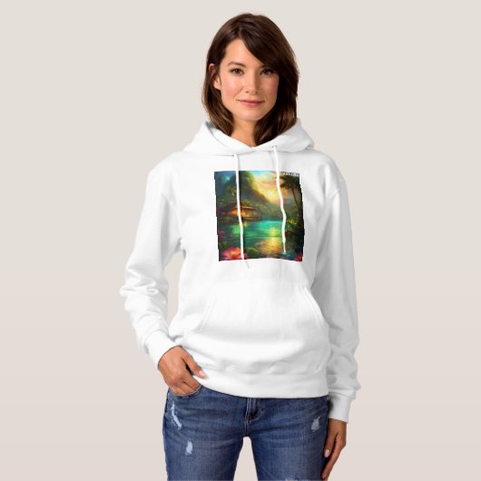 Pull À Capuche Ultra Realistic Tropical Fantasy Art (Devant entier)