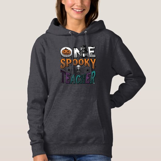 Pull À Capuche Un design vectoriel Halloween d'un professeur effr (Devant)