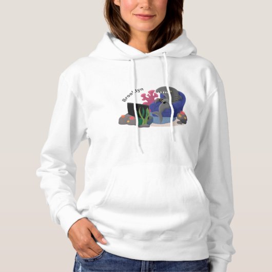 Pull À Capuche Un requin drôle en regardant la bande dessinée de  (Devant)