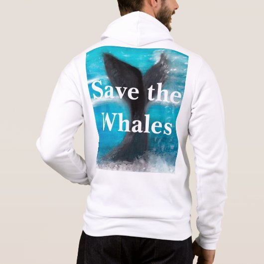 Pull À Capuche Une baleine - Sauvez les baleines blanches (Dos)