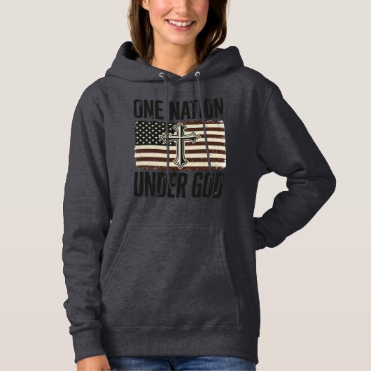 Pull À Capuche Une nation sous Dieu croix patriotique (Devant)